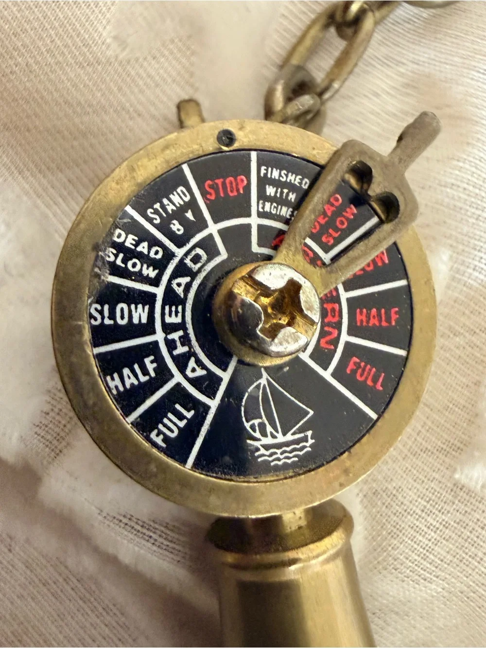 Chor Brass-Tone Ship Engine Dial Key Holder with Black Dial